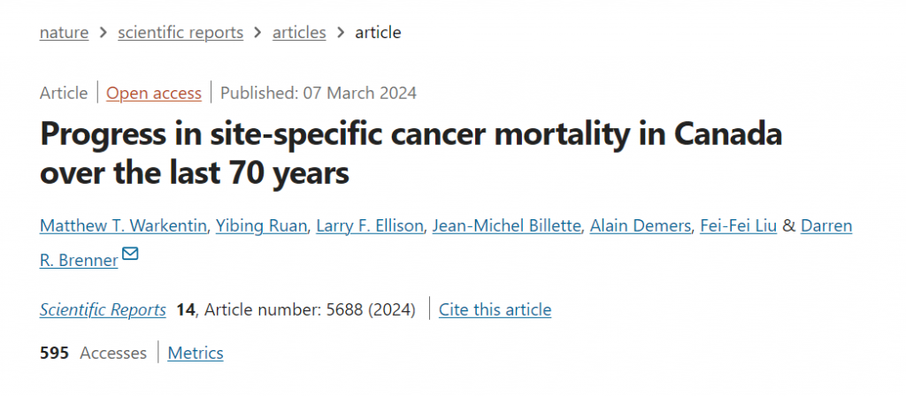 New Article on Progress in Site-Specific Cancer Mortality